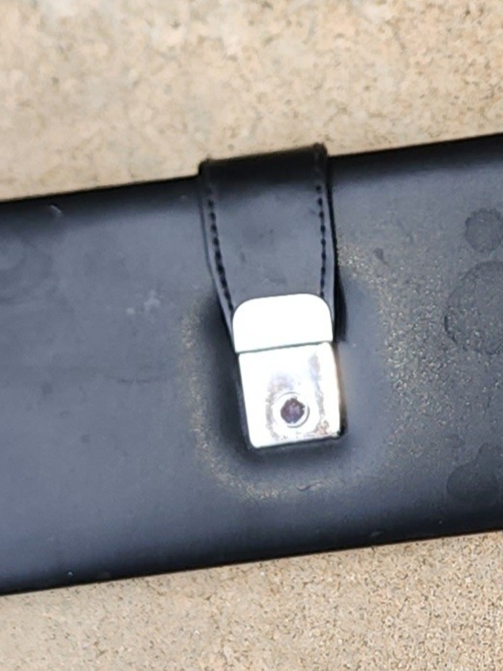 Black Leather Hardcover Knife Accessory Hinged Case with Silver Clasp